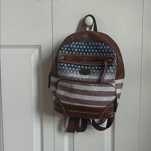 Red white and blue women’s backpack pocketbook